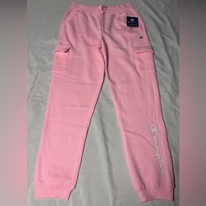 Champion Girls’ Pink Cargo Script Fleece Joggers Size Large (14) Sweatpants